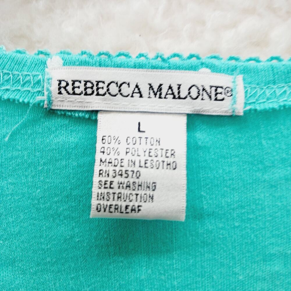 T-Shirt Women Teal Henley Polka Dot Casual Resort Vacation Cruise Everyday Sz L - Picture 4 of 5